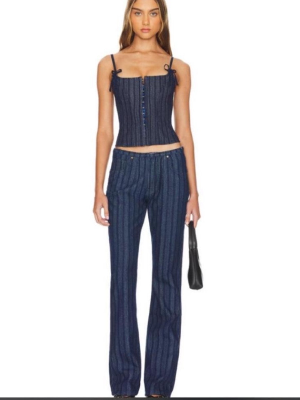 Lioness Navy Pinstripe Wide-Leg Pant